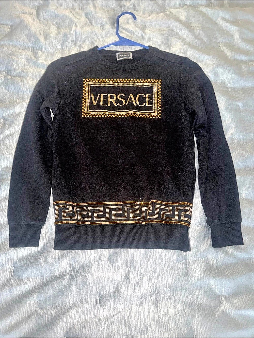 Versace Kids Logo & Greca Border Rhinestone Sweatshirt Boys 10A